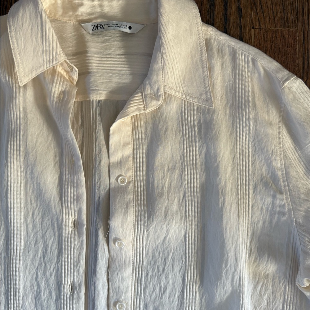 Zara Cream Textured Button Down - image 2